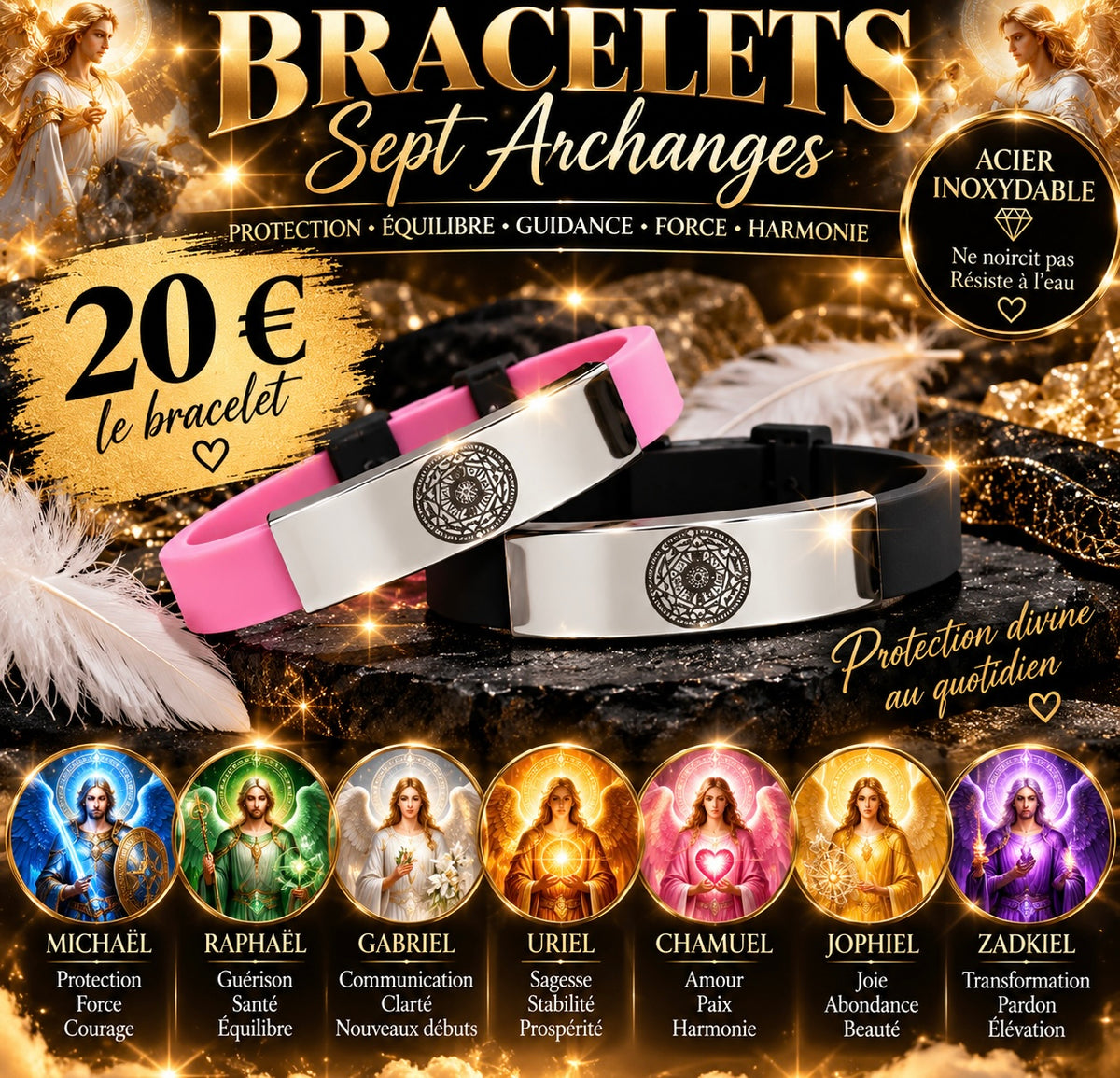 Bracelet homme ou femme des sept archange
